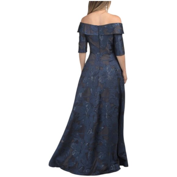 RENE BY RENE RUIZ Three-quarter Sleeve Off The Shoulder Jacquard Gown - Picture 2 of 3